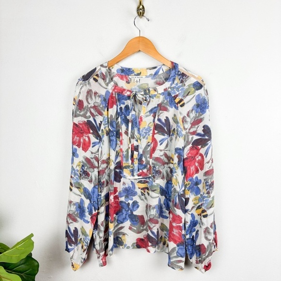 Zac & Rachel Floral Flowy Long Sleeve Blouse Sz XL - Picture 1 of 7
